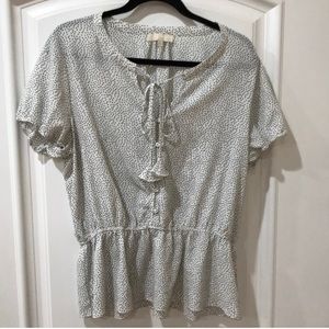 ST LAYERED BEAUTIFUL peplum black and white POLKA DOT TOP SIZE XL💐